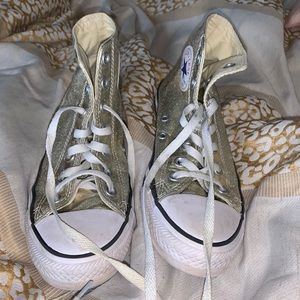 gold high top converse